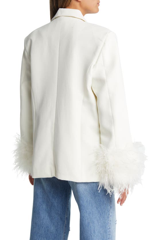 HOUSE OF CB HOUSE OF CB IMAN FEATHER TRIM OVERSIZE CREPE BLAZER