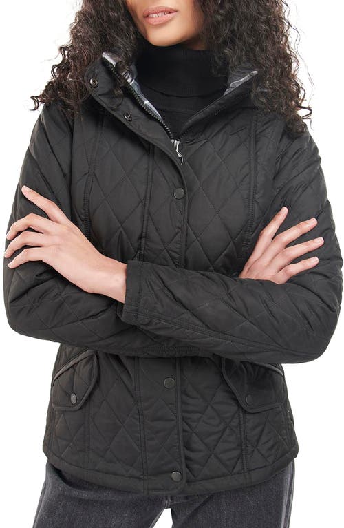 Barbour Millfired Hooded Quilted Jacket in Black Classic