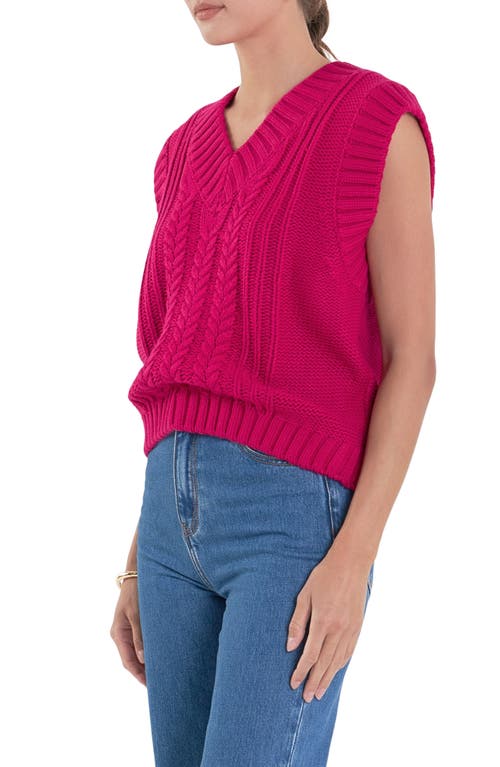 English Factory Cable Stitch Sweater Vest In Magenta