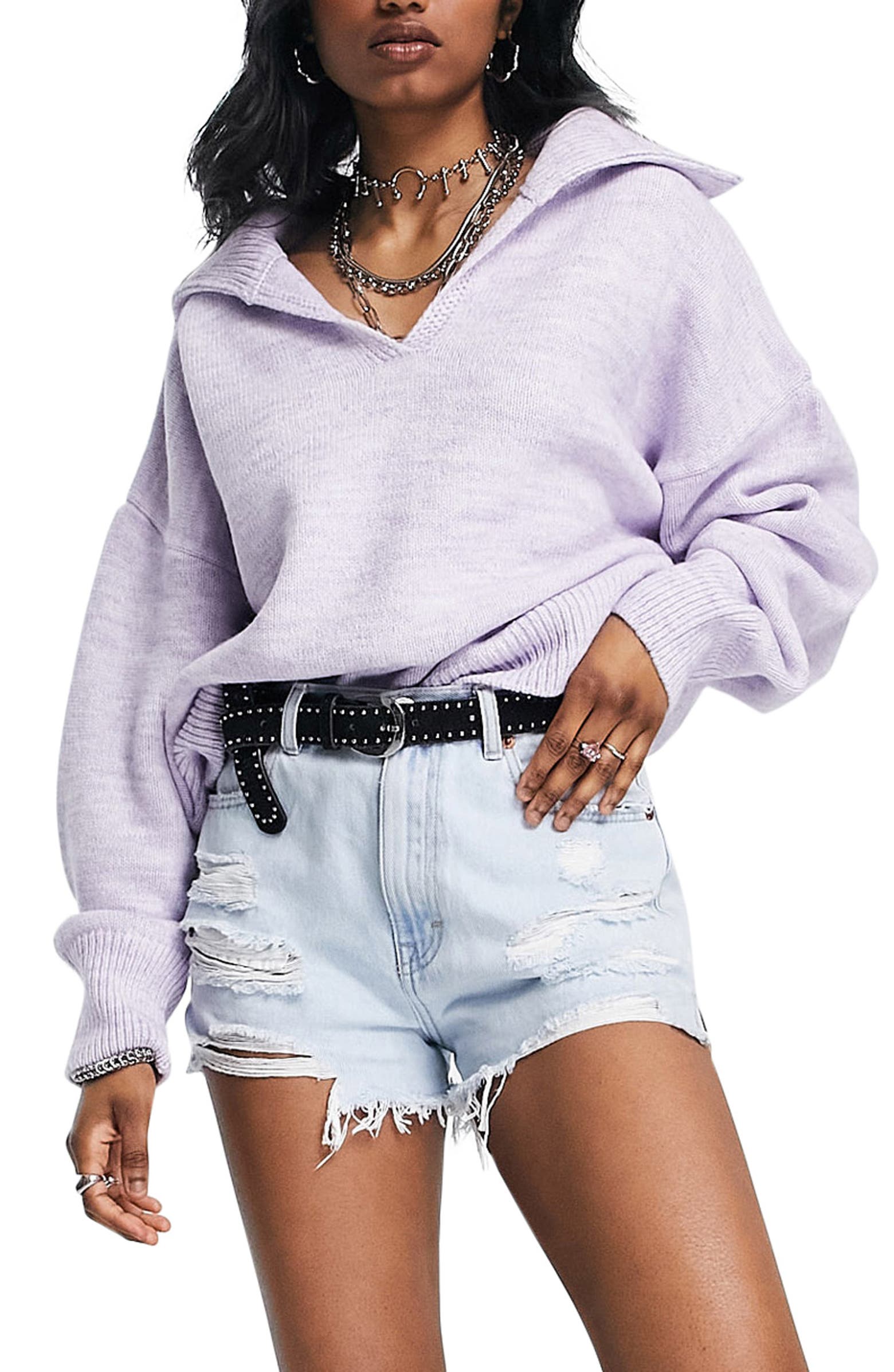 What To Wear With Purple Shoes: Chunky lilac sweater