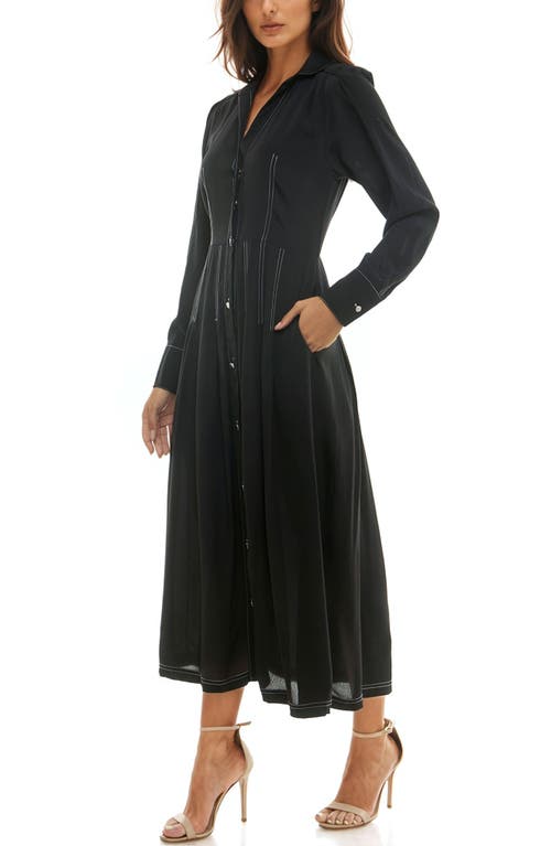 Shop Socialite Long Sleeve Shirtdress In Black