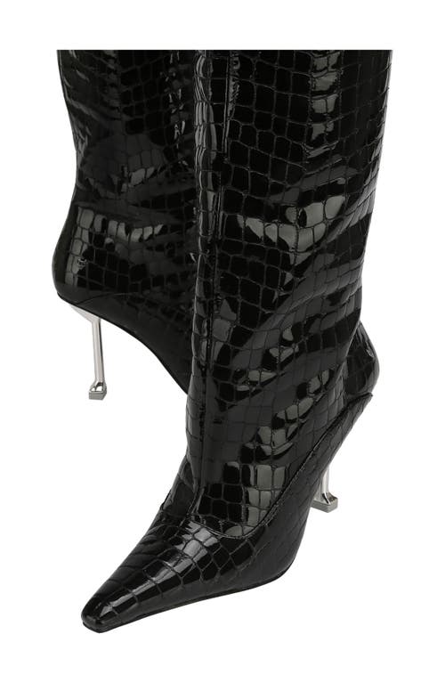 Shop Naked Wolfe Texas Croc Embossed Tall Boot In Black-croc Patent Leather