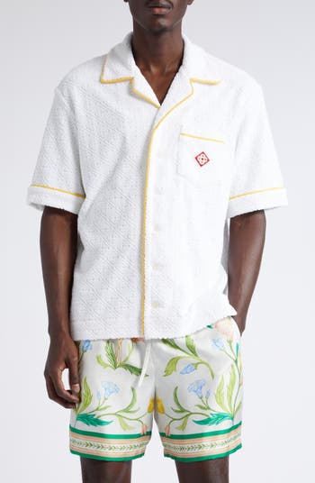 Casablanca Monogram Jacquard Short Sleeve Terry Cloth Button-Up