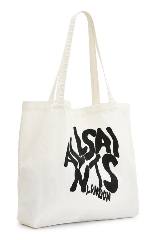 Shop Allsaints Orlando Logo Canvas Tote In Chalk/black