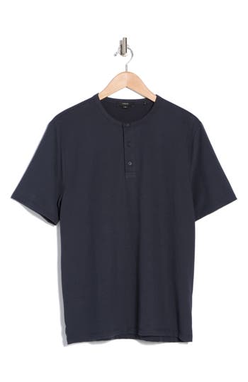 Vince Garment Dyed Short Sleeve Henley In Coastal