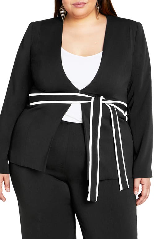 City Chic Laila Belted Jacket Black at