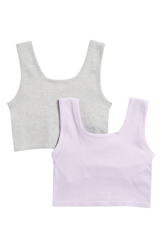 Yogalicious Kids' Seamless Bonnie 2-pack Assorted Tanks In Orchid Petal/ Htrgrey