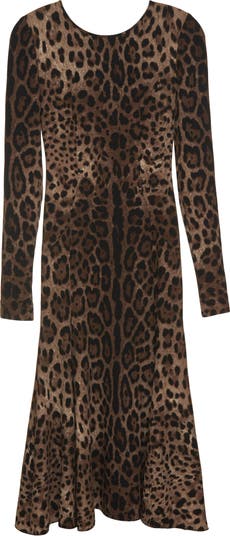 Leopard print cady midi dress - Dolce & Gabbana - Women