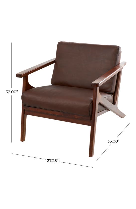 Shop Willow Row Leather Accent Chair In Dark Brown