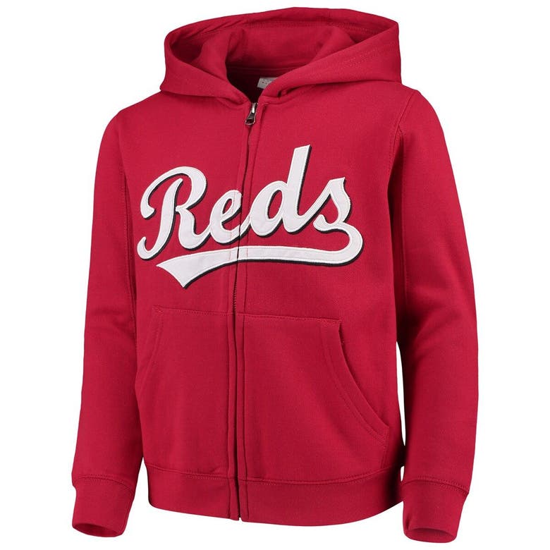 Outerstuff Kids' Youth Red Cincinnati Reds Team Color Wordmark Full-zip Hoodie