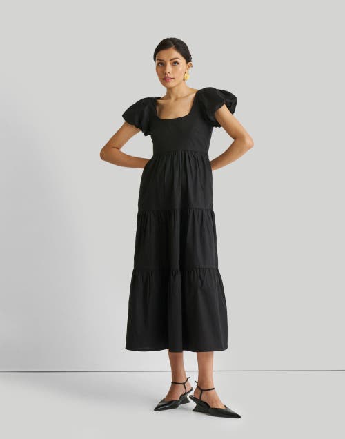 Shop Reistor Puff Sleeve Tiered Maxi Dress In Black