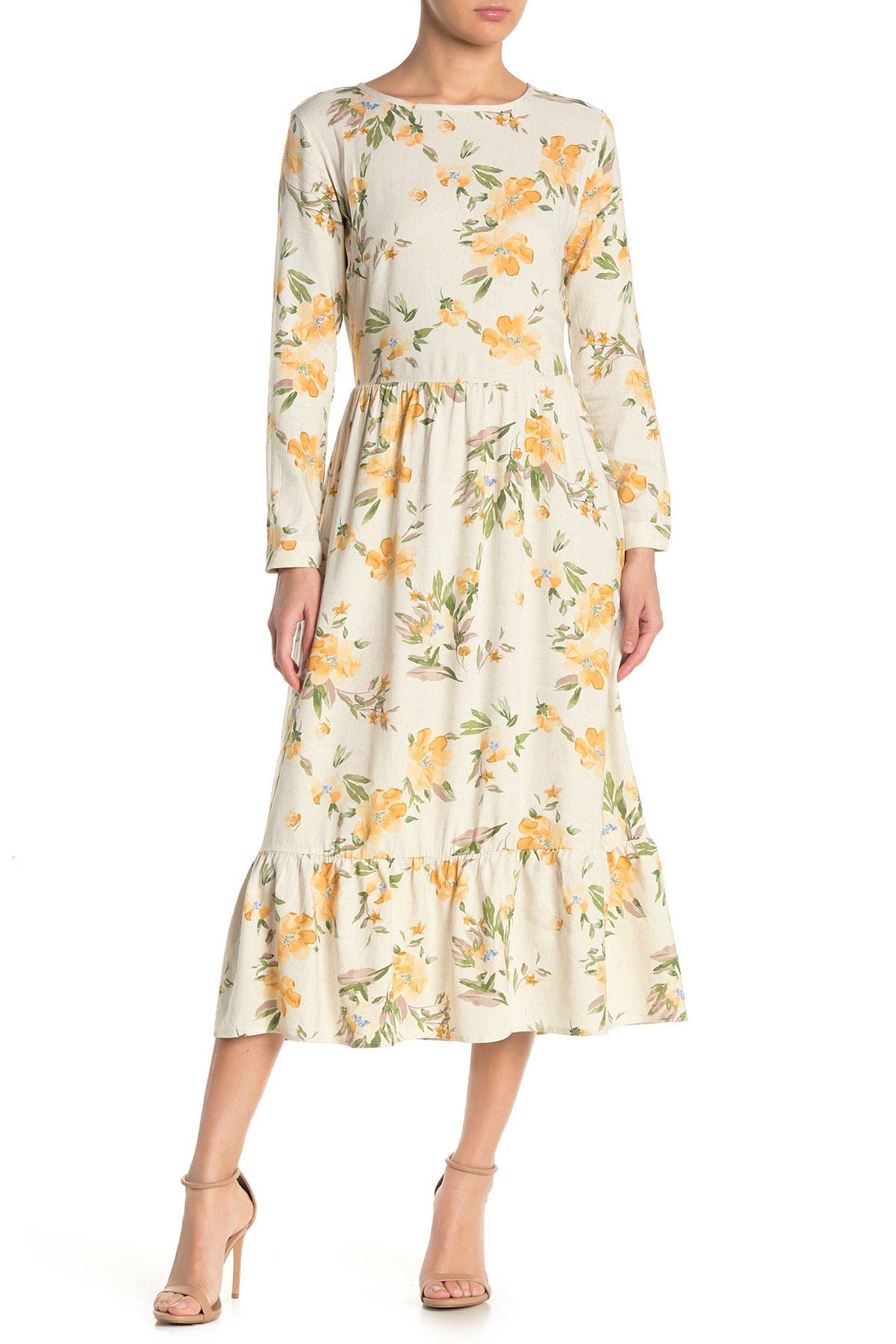 long sleeve flounce dress