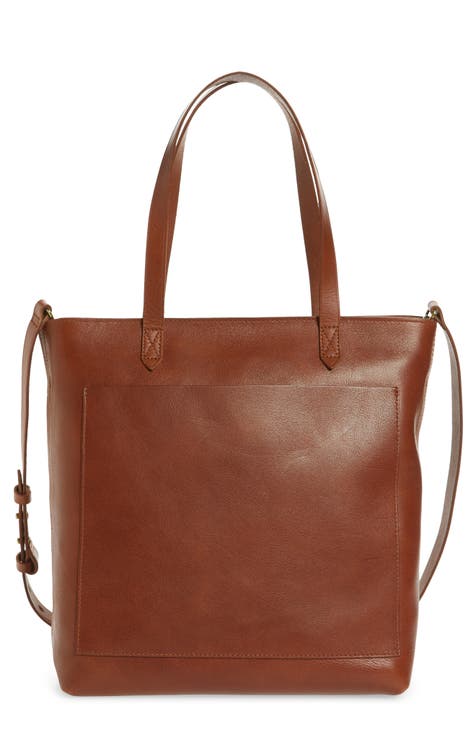 Madewell The Zip-Top Medium Transport Leather Tote English Saddle