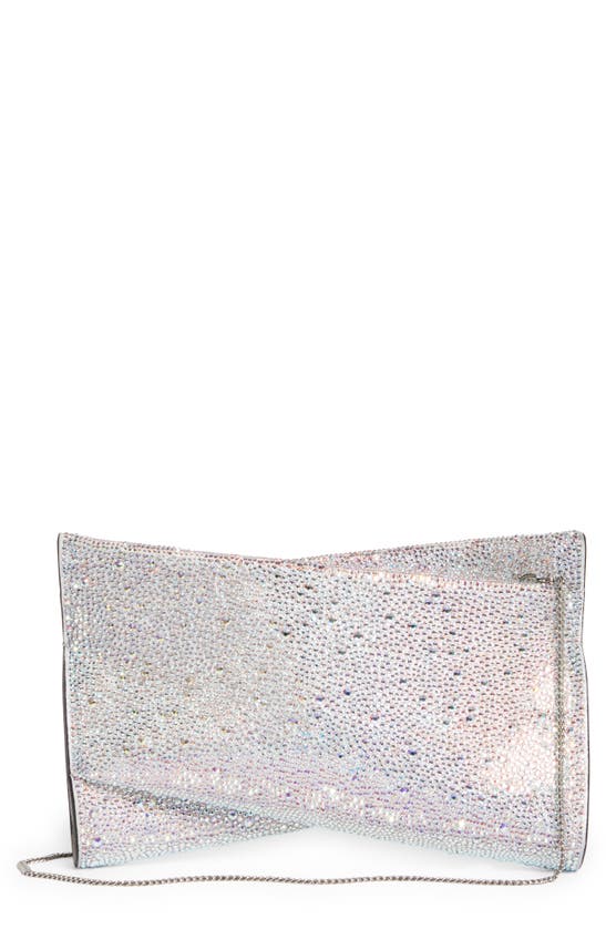 Christian Louboutin Small Loubitwist Crystal Clutch In Plata/ Crystal