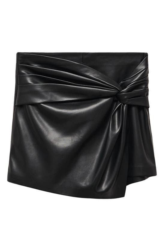 Mango Knot Leather-effect Mini Skirt Black In Black