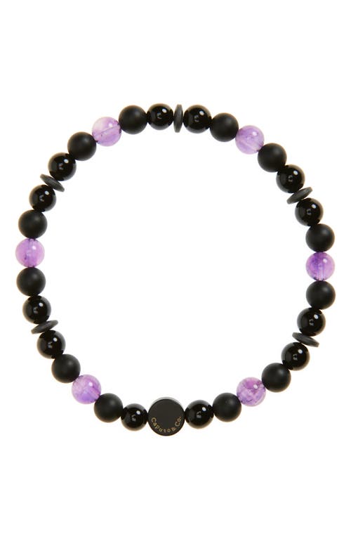 Caputo & Co. Men's Vibrant Beaded Stretch Bracelet in Amethyst 