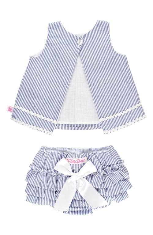 Shop Rufflebutts Seersucker Cotton Swing Top & Bloomers In Blue Seersucker