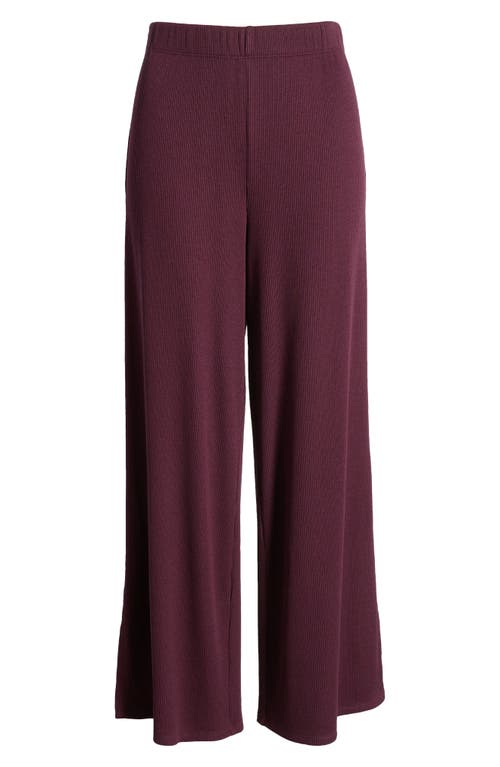 Shop Eileen Fisher Rib Wide Leg Ankle Pants In Blackberry