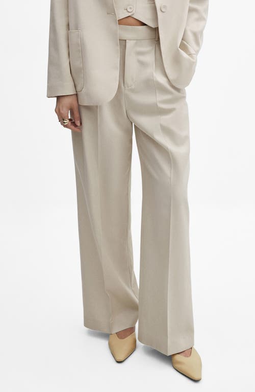 MANGO Pleat Front Wide Leg Suit Pants Light Pastel Grey at Nordstrom,
