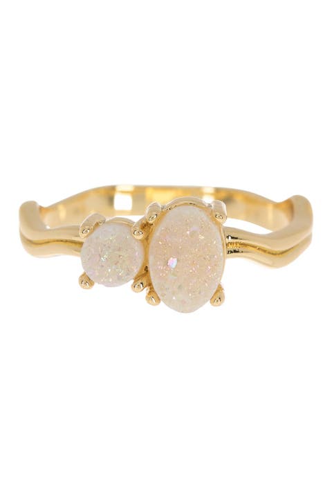 Wavy Band Oval Druzy Ring