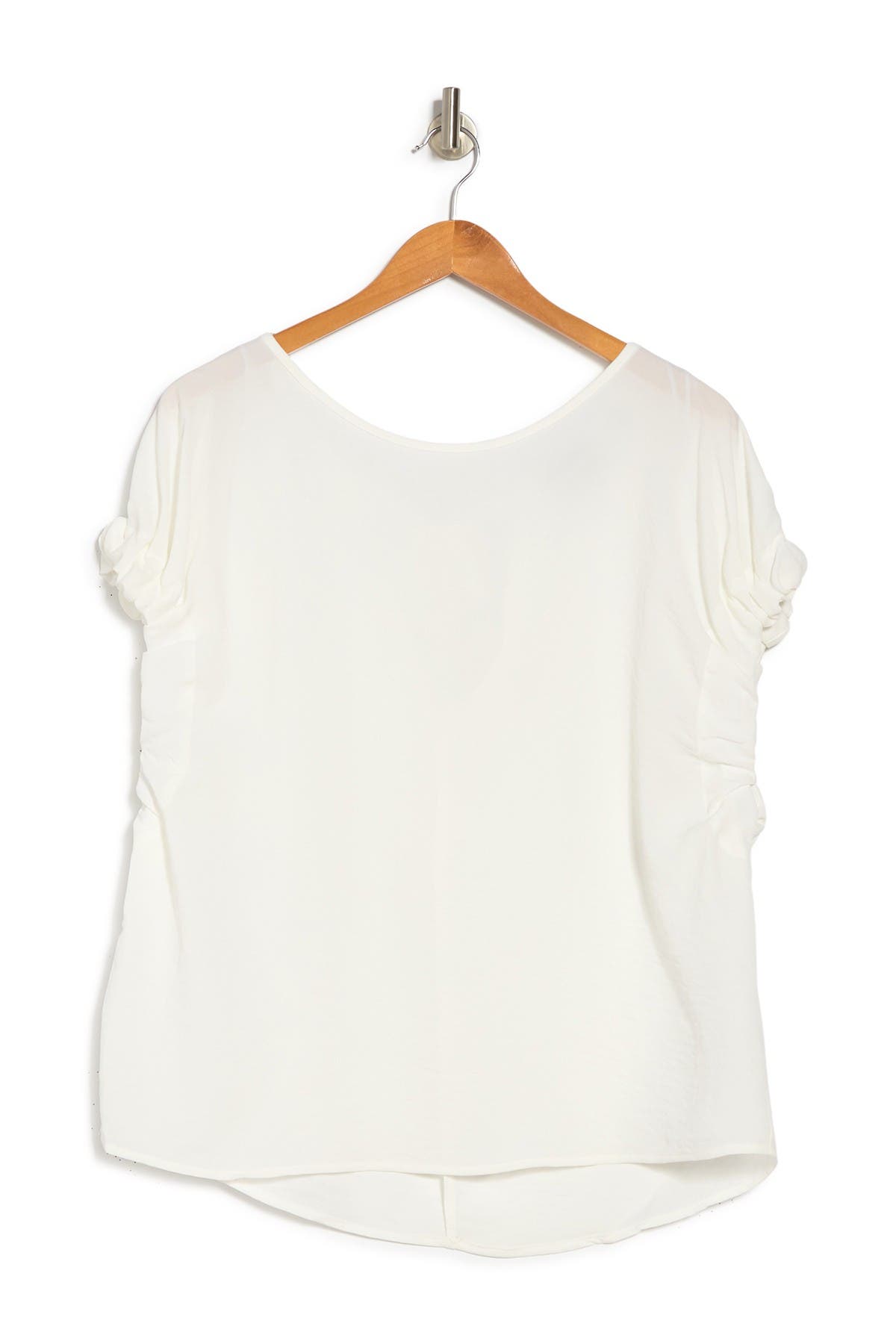 Patrizia Luca Gathered Short Sleeve Top In Off Wht