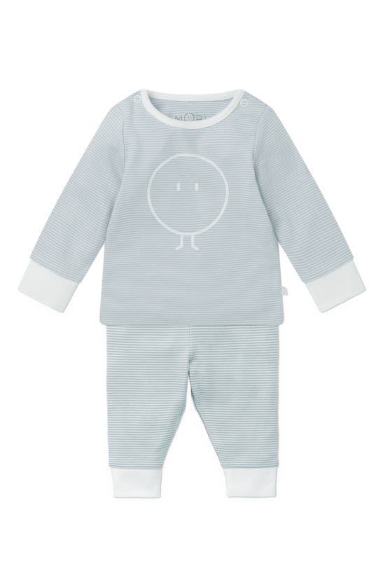 Shop Mori Snoozy Fitted Two-piece Graphic Pajamas In Blue Stripe