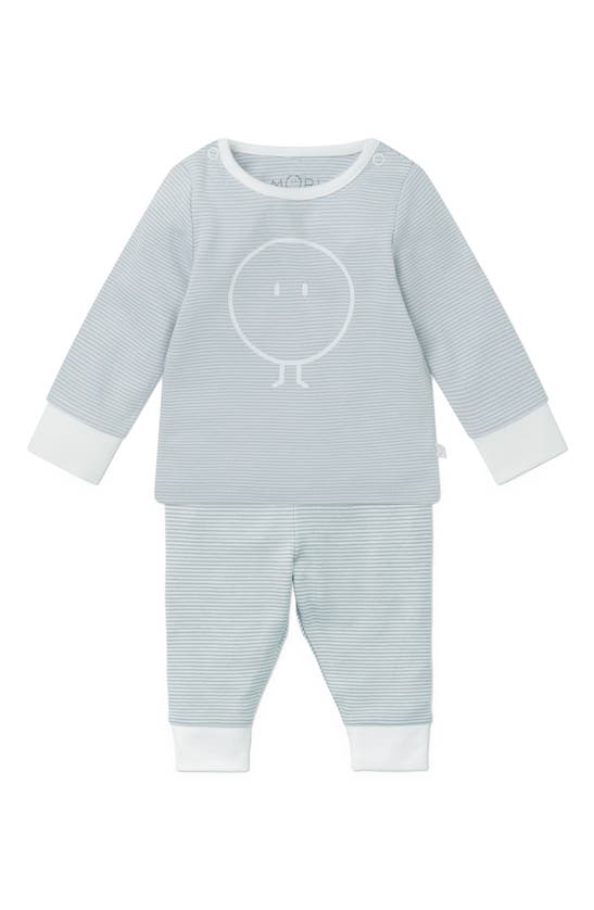 Mori Babies' Snoozy Fitted Two-piece Graphic Pajamas In Blue Stripe