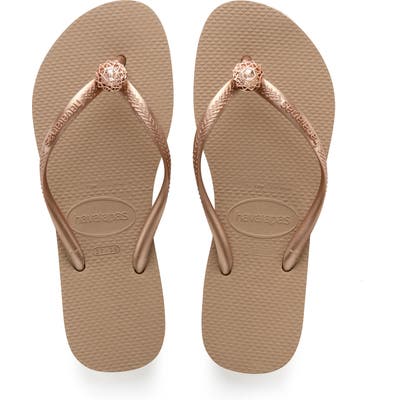 Havaianas Slim Crystal Poem Flip Flop, 1/42 BR - Beige