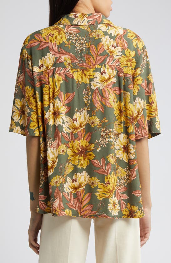 Treasure & Bond Relaxed Fit Camp Shirt In Olive Kalamata Amelia Floral