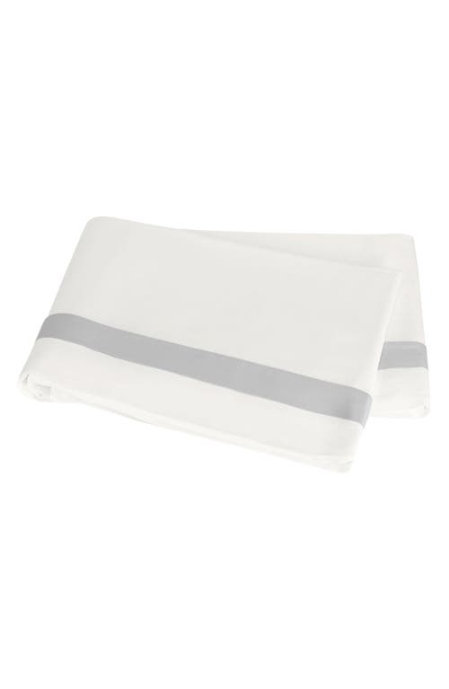 Matouk Ambrose 600 Thread Count Egyptian Cotton Sateen Flat Sheet In Bone/silver