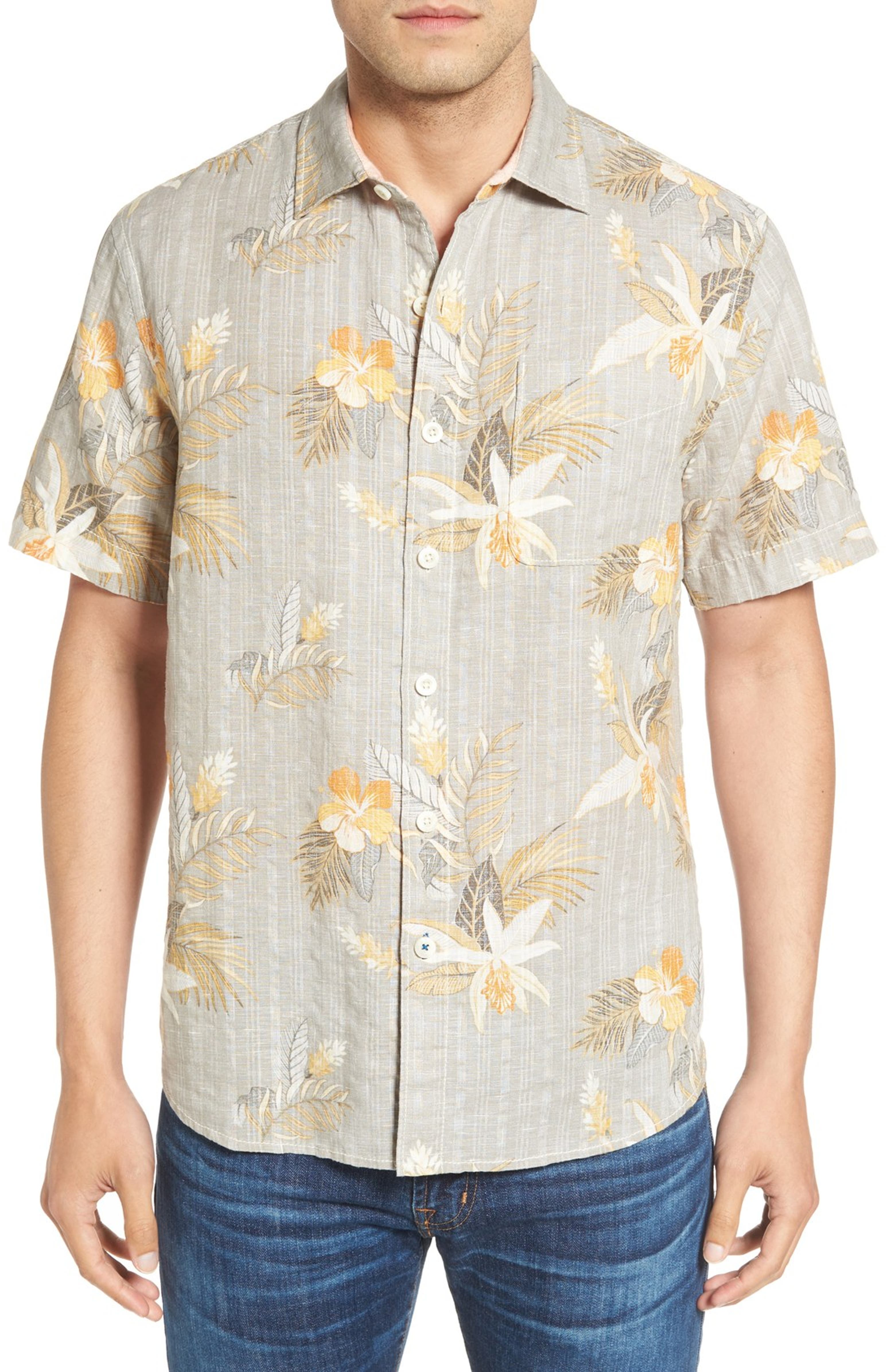 Tommy Bahama 'Gardenia Blooms Breezer' Print Linen & Cotton Camp Shirt ...