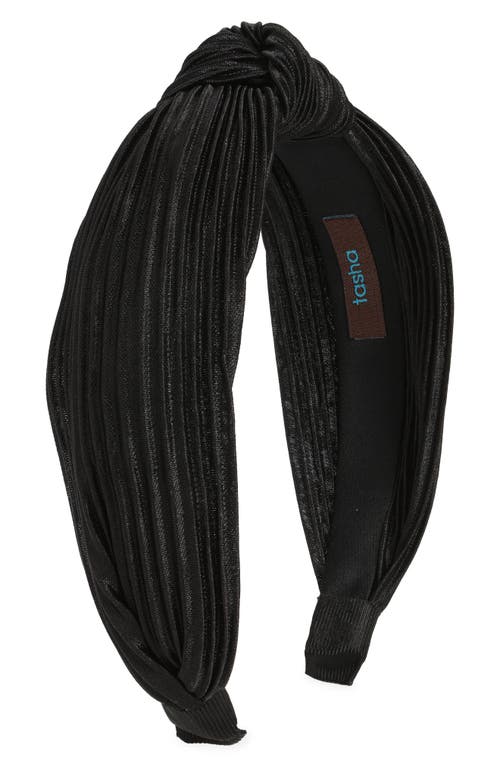 Pleat Knot Headband in Black