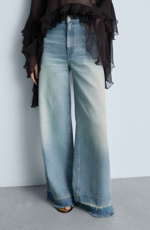 Shop Mango Devin Released Hem Straight Leg Jeans In Light Blue