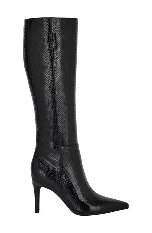 Shop Guess Richee Pointed Toe Knee High Boot In Black