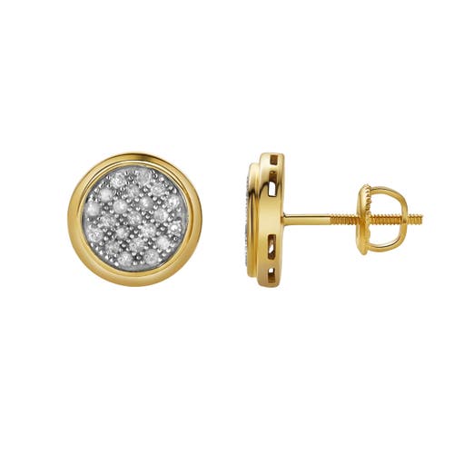 Luvmyjewelry Isolde Xl 10k Yellow Gold Cluster Diamond Unisex Earrings In 10k Yellow Gold