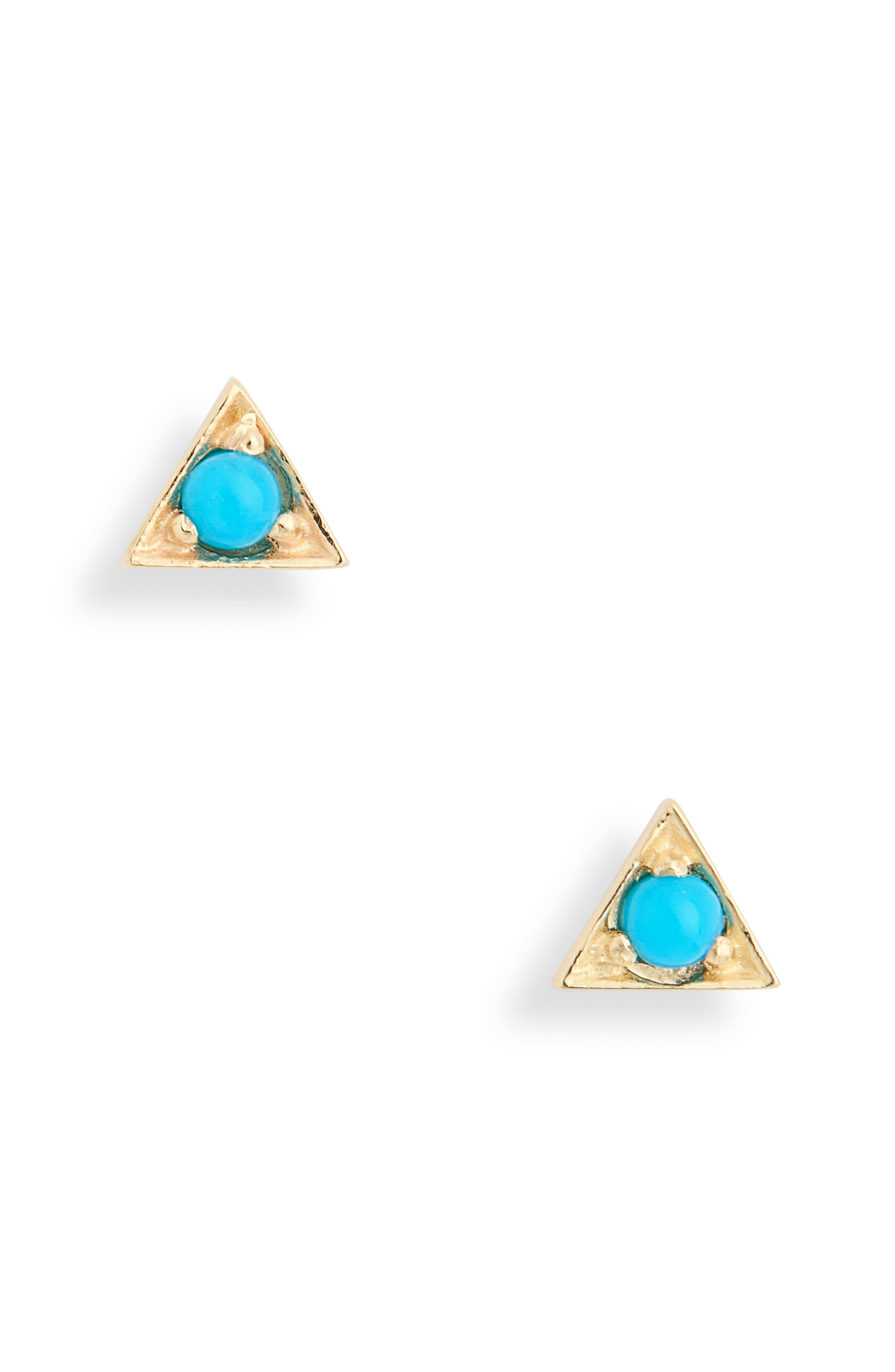 Anzie Cleo Triangle Stud Earrings in Turquoise/Aqua 