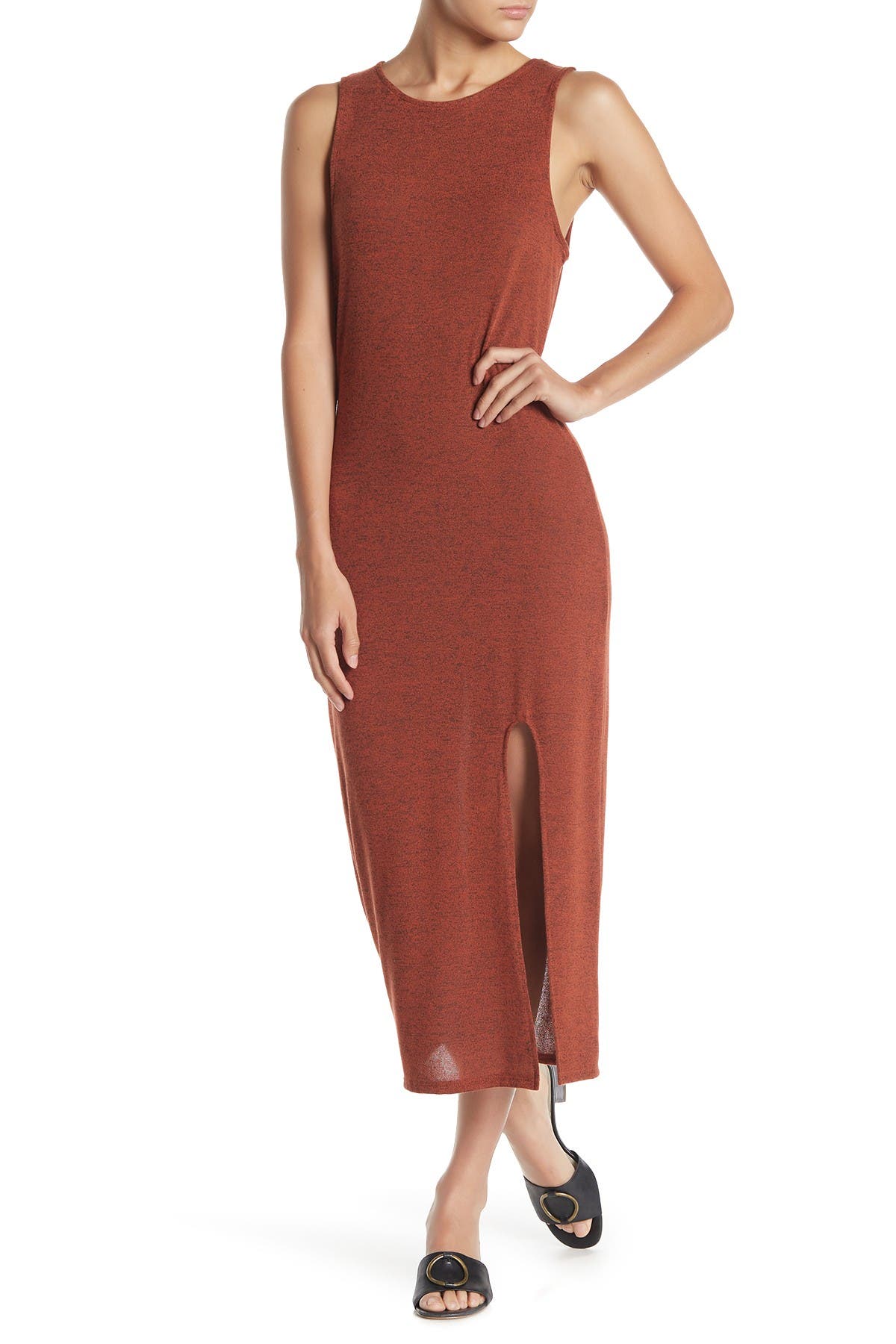 knitted midi dress with split