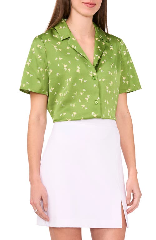 halogen(r) Short Sleeve Button-Up Camp Shirt in Salted Lime Print