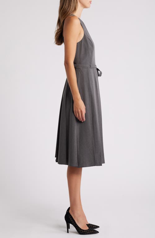 Shop Du Paradis Chlo Pleated Tie Waist Sleeveless Midi Dress In Mink Grey