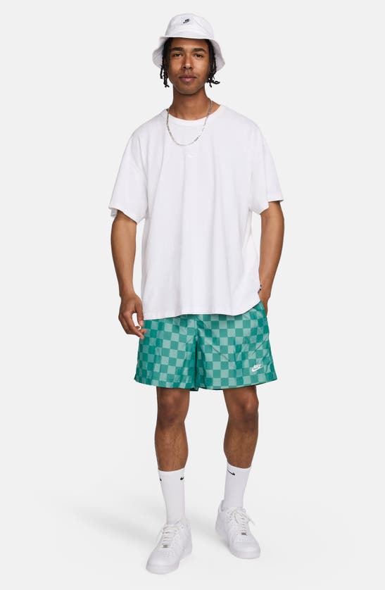 Shop Nike Club Flow Check Nylon Shorts In Malachite/ White