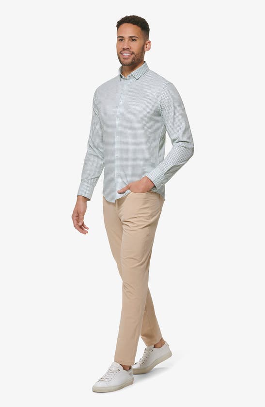 MIZZEN + MAIN MIZZEN+MAIN LEEWARD GEOMETRIC PRINT STRETCH PERFORMANCE BUTTON-UP SHIRT 