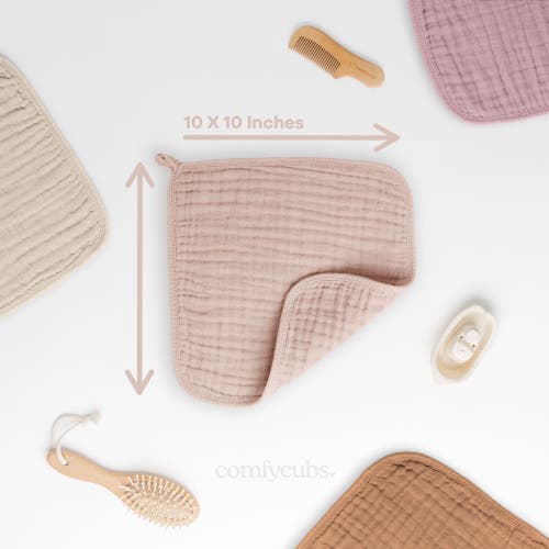 Comfy Cubs Muslin Washcloths In Blush