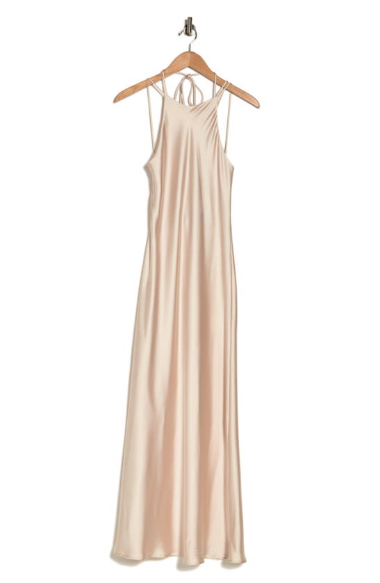 Know One Cares Satin Bias Cut Maxi Dress In Champagne