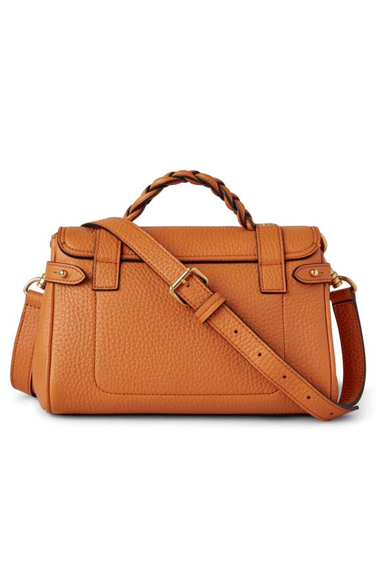 Shop Mulberry Mini Alexa Grained Leather Satchel In Sunset
