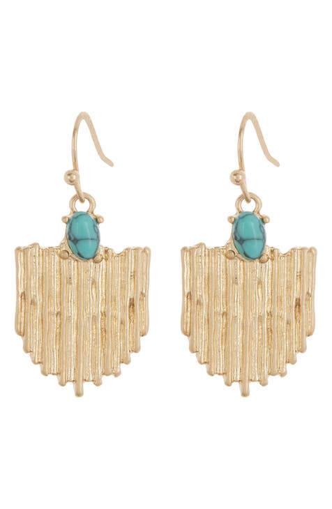 Stone Accent Ridged Earrings
