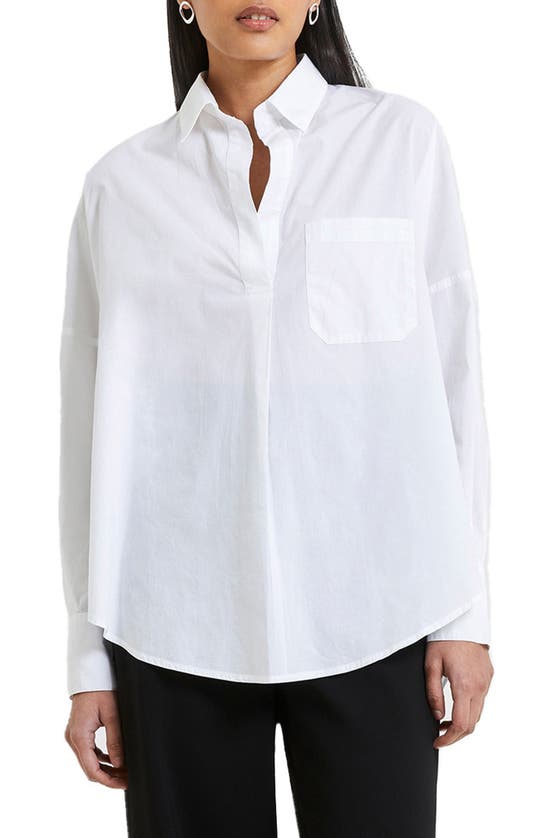 FRENCH CONNECTION RHODES COTTON POPLIN BUTTON BACK POPOVER TOP