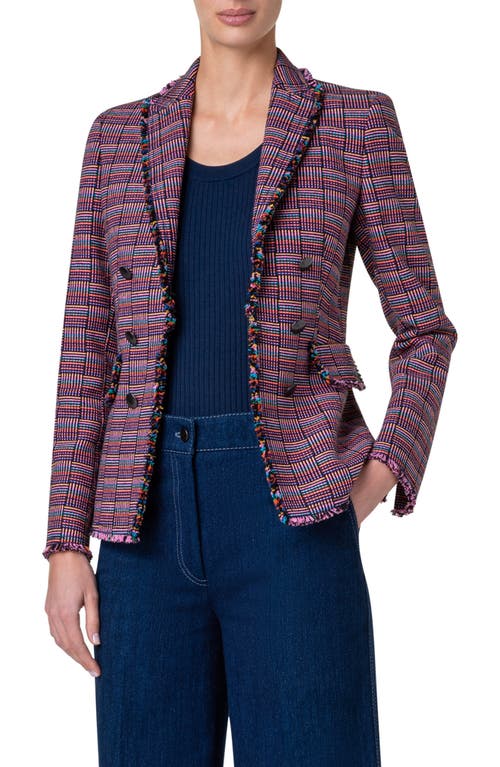 Akris Punto Fringe Tweed Blazer In Purple Multicolor