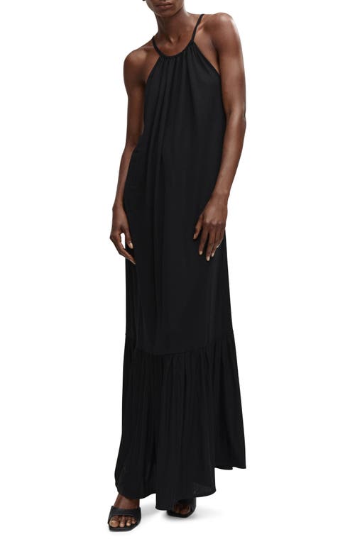 MANGO Cross Back Strap Maxi Dress in Black at Nordstrom, Size 8