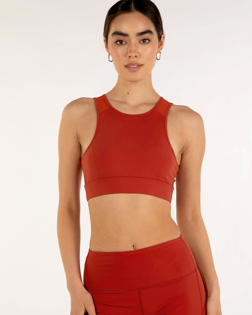 Rebody Active Venti Mesh Longline Silkiflex Longline Bra In Mars Red