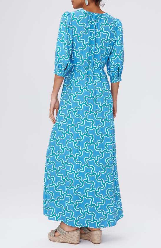 Shop Dvf Drogo Geometric Print Maxi Dress In Cloud Patch Blue Med